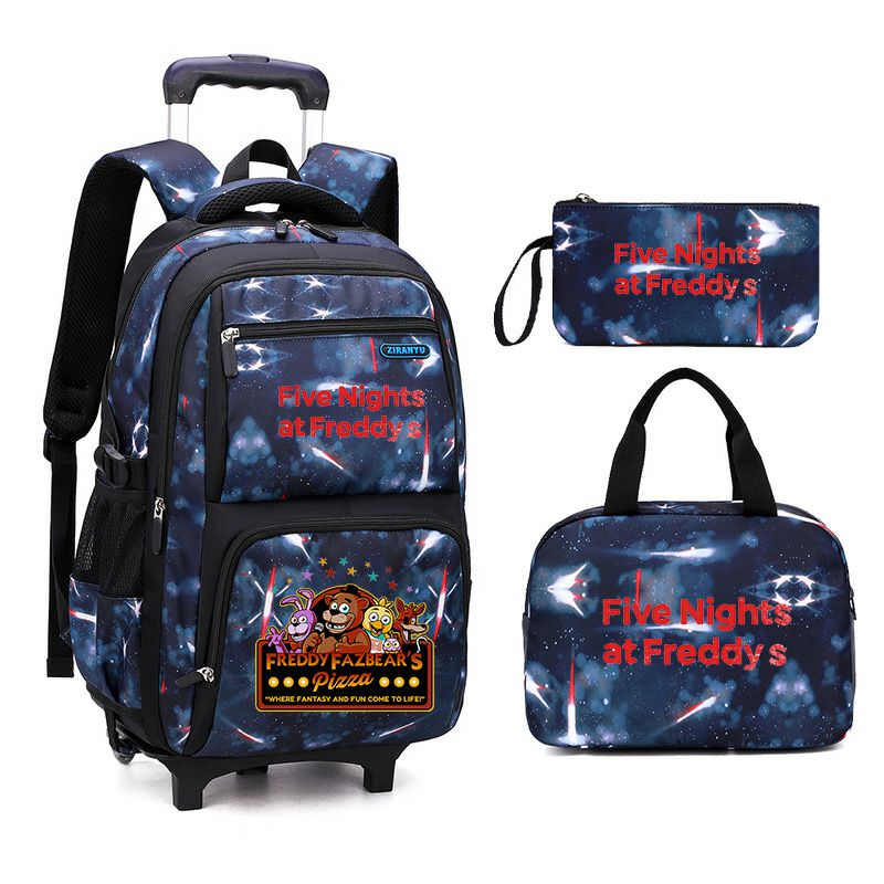 Five Nights at Freddy's Boys Rolling Backpacks Kids'Luggage Wheeled Backpack for School Boys Trolley Bags Space-Galaxy Roller Bookbag