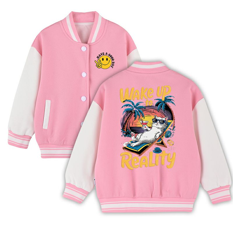 Kids Varsity Jacket Girls Boys Baseball Jacket Bomber Coat School Jackets with Pocket