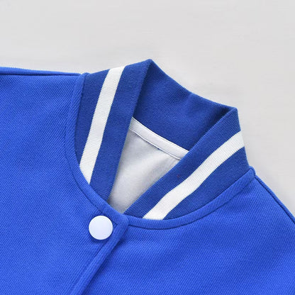 Children's Classic Baseball Jacket - Cotton Blend Varsity Bomber with White Sleeves