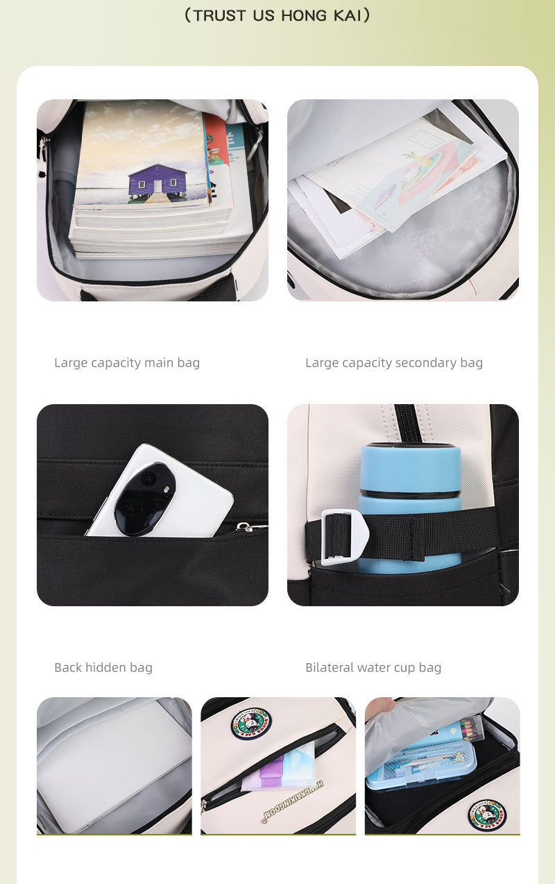 Premium Student School Backpack - Waterproof Lightweight Book Bag 17.7"×7.1"×12.2"