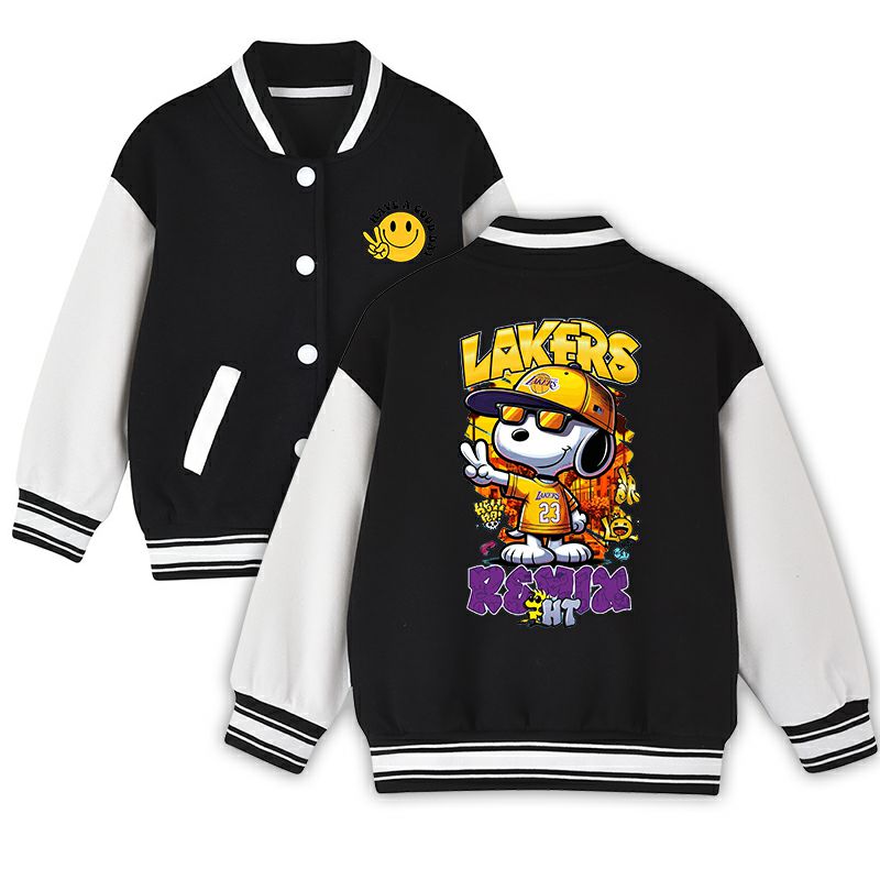 Children's Classic Baseball Jacket - Cotton Blend Varsity Bomber with White Sleeves