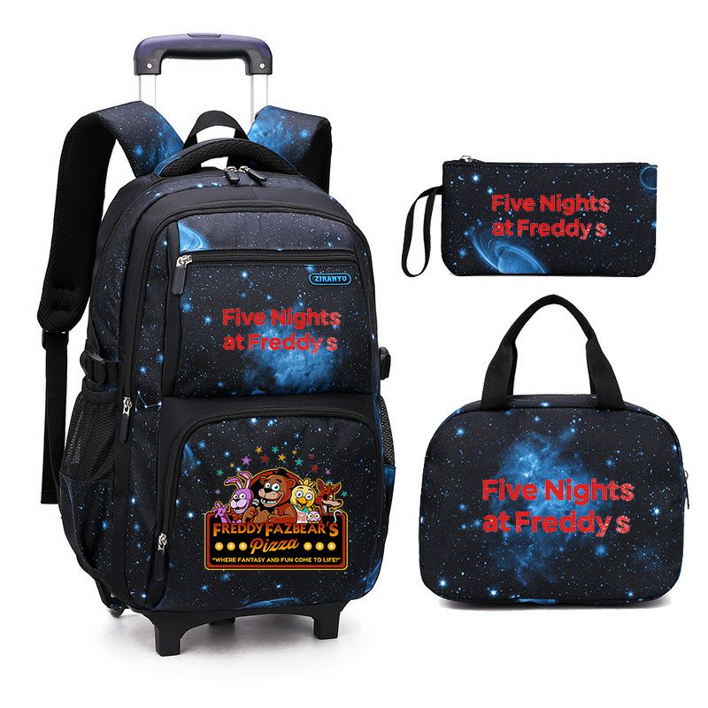 Five Nights at Freddy's Boys Rolling Backpacks Kids'Luggage Wheeled Backpack for School Boys Trolley Bags Space-Galaxy Roller Bookbag