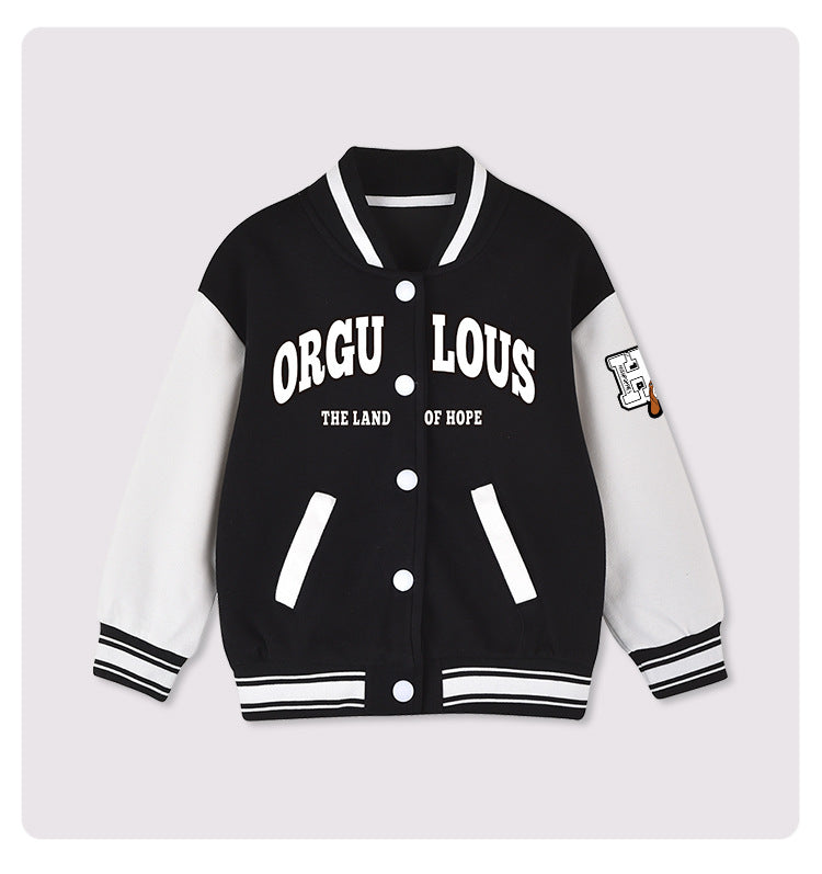 Kids Blue Varsity Baseball Jacket - ORGULOUS The Land of Hope Bomber