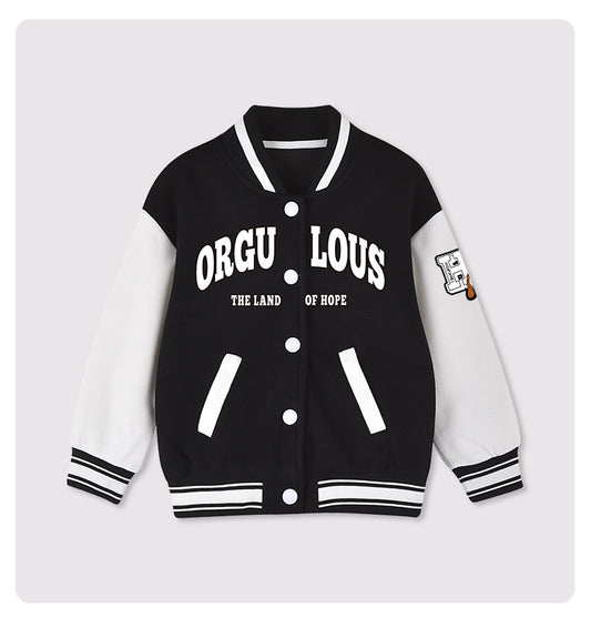 Kids Blue Varsity Baseball Jacket - ORGULOUS The Land of Hope Bomber