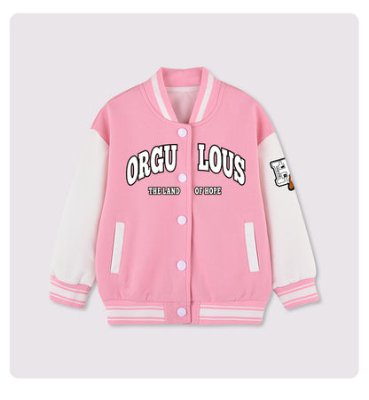 Kids Blue Varsity Baseball Jacket - ORGULOUS The Land of Hope Bomber