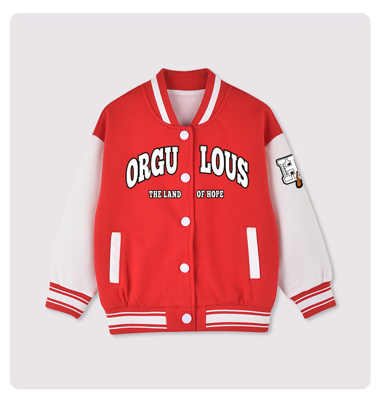 Kids Blue Varsity Baseball Jacket - ORGULOUS The Land of Hope Bomber