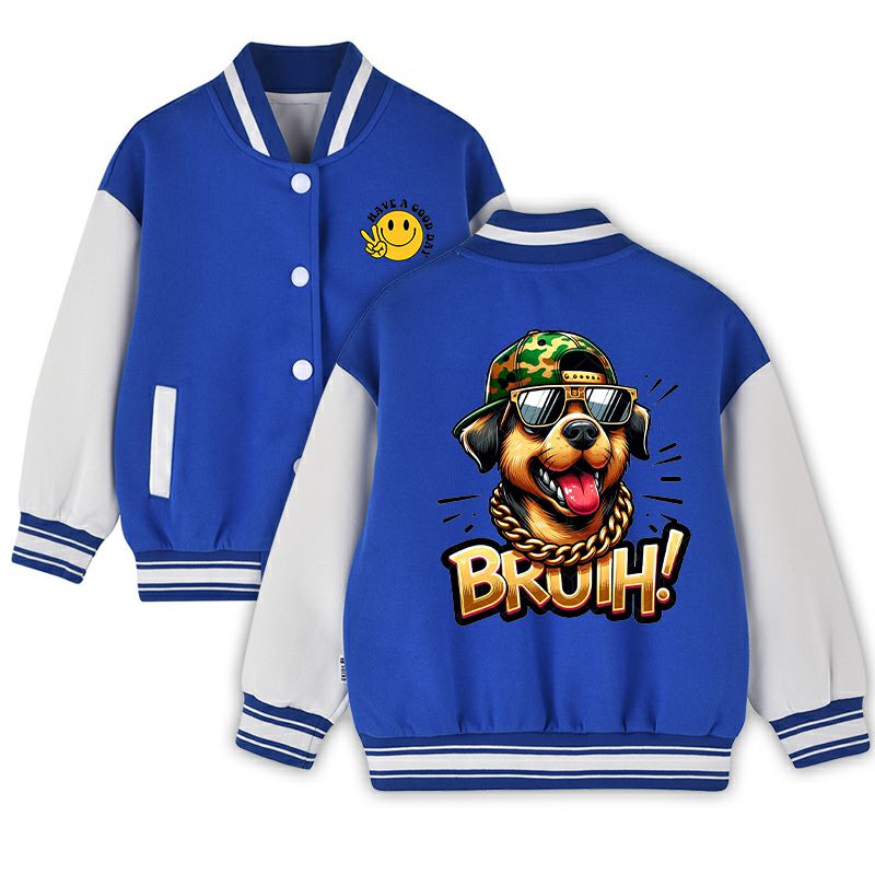 Kids Varsity Baseball Jacket - Unisex Button-Up Bomber Coat Multiple Colors Available