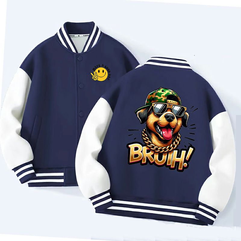 Kids Varsity Baseball Jacket - Unisex Button-Up Bomber Coat Multiple Colors Available