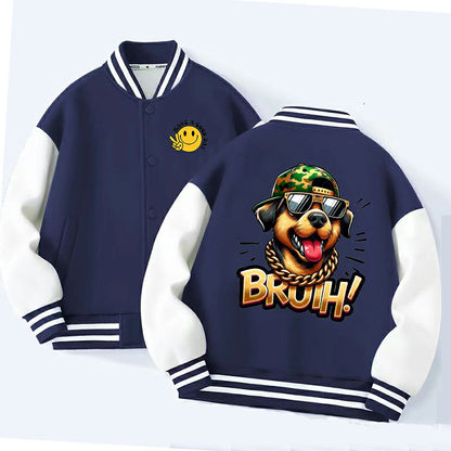 Kids Varsity Baseball Jacket - Unisex Button-Up Bomber Coat Multiple Colors Available