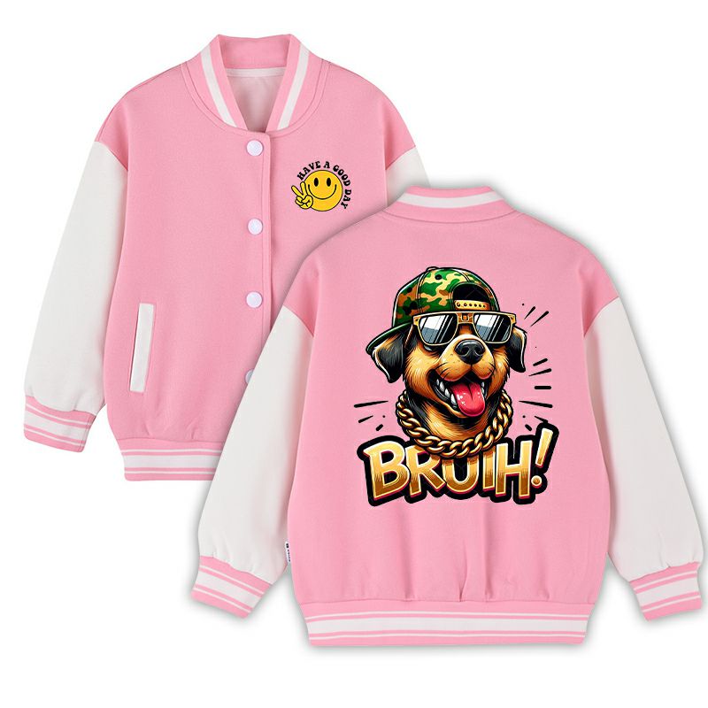 Kids Varsity Baseball Jacket - Unisex Button-Up Bomber Coat Multiple Colors Available
