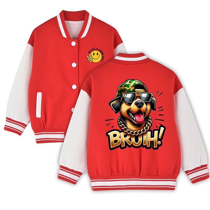Kids Varsity Baseball Jacket - Unisex Button-Up Bomber Coat Multiple Colors Available