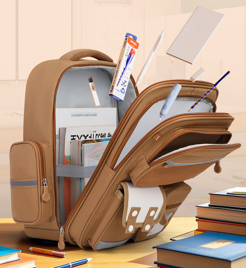 Large Capacity Student Backpack - Waterproof with Dual Smooth Zippers