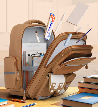 Large Capacity Student Backpack - Waterproof with Dual Smooth Zippers