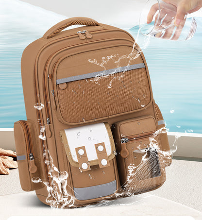 Large Capacity Student Backpack - Waterproof with Dual Smooth Zippers
