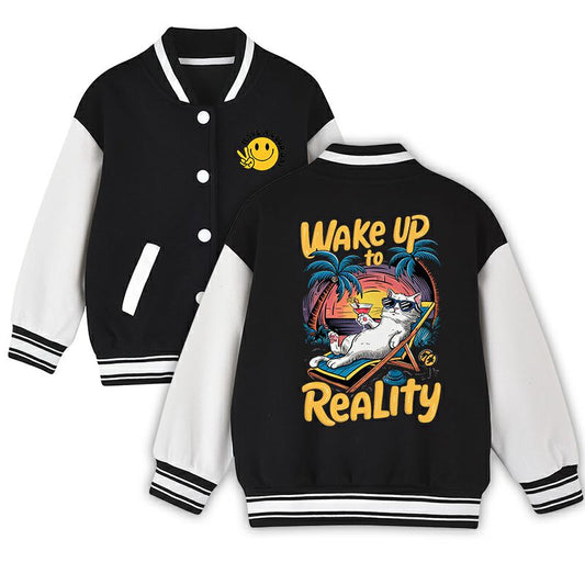 Kids Varsity Jacket Girls Boys Baseball Jacket Bomber Coat School Jackets with Pocket