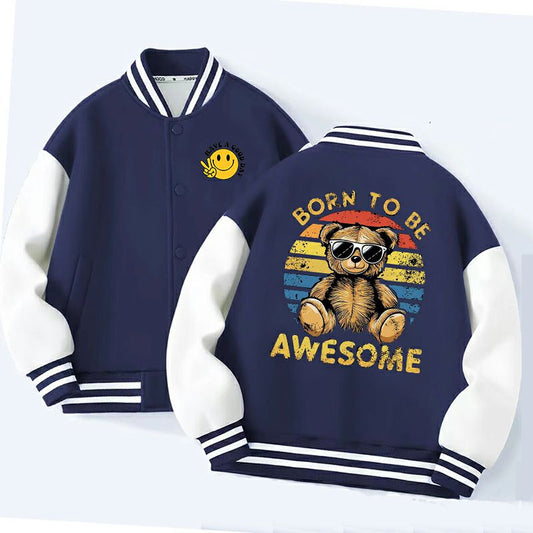 NEW Kids Varsity Jacket Girls Boys Baseball Jacket Bomber Coat School Jackets with Pocket