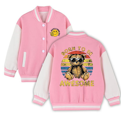 NEW Kids Varsity Jacket Girls Boys Baseball Jacket Bomber Coat School Jackets with Pocket