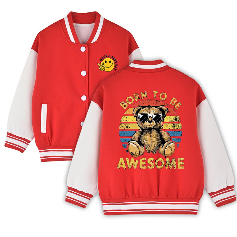 NEW Kids Varsity Jacket Girls Boys Baseball Jacket Bomber Coat School Jackets with Pocket