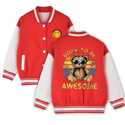 NEW Kids Varsity Jacket Girls Boys Baseball Jacket Bomber Coat School Jackets with Pocket