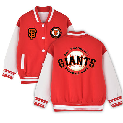 NEW San Francisco Giants Kids Varsity Jacket Girls Boys Baseball Jacket Bomber Coat School Jackets with Pocket