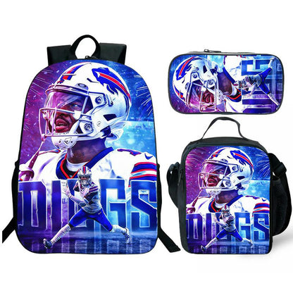 Sports Team Backpack Set with Lunch Box - Waterproof School Bag & Pencil Case 3-Piece Set