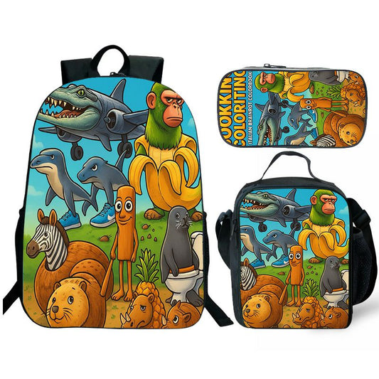 brainrot Backpack and Lunch box school bag Waterproof Bookbag Laptop bag Travel bag Kids Gifts Idea