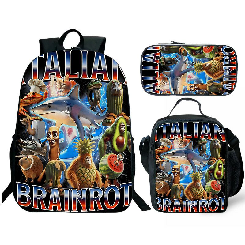 brainrot Backpack and Lunch box school bag Waterproof Bookbag Laptop bag Travel bag Kids Gifts Idea