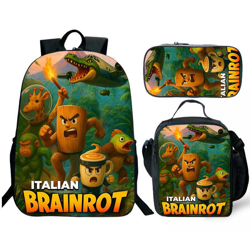 brainrot Backpack and Lunch box school bag Waterproof Bookbag Laptop bag Travel bag Kids Gifts Idea
