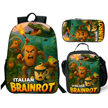 brainrot Backpack and Lunch box school bag Waterproof Bookbag Laptop bag Travel bag Kids Gifts Idea
