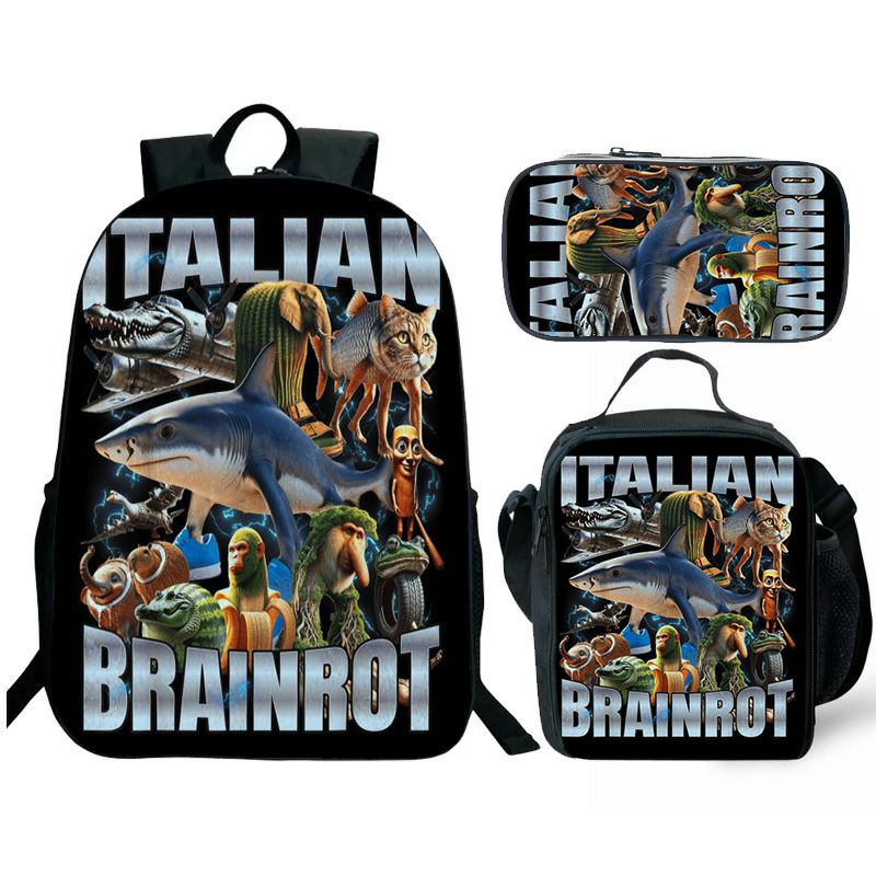 brainrot Backpack and Lunch box school bag Waterproof Bookbag Laptop bag Travel bag Kids Gifts Idea